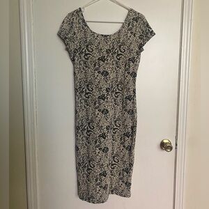 Vintage Grey and White Midi Dress